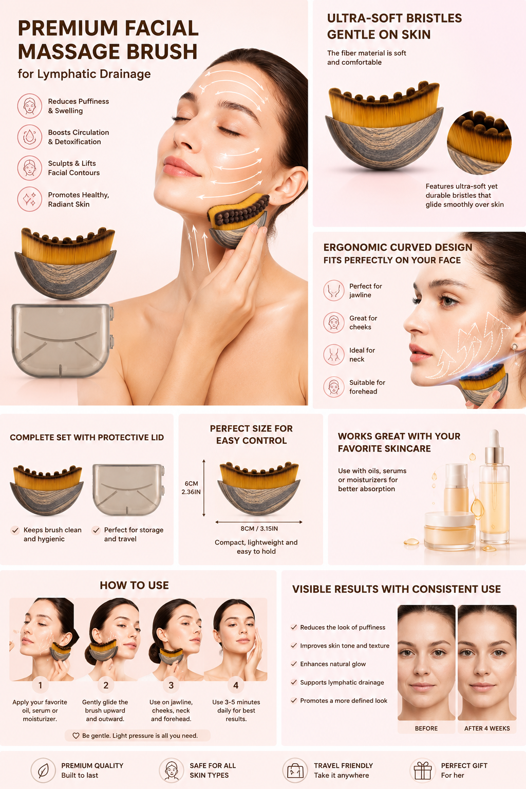 Premium Facial Massage Brush for Lymphatic Drainage